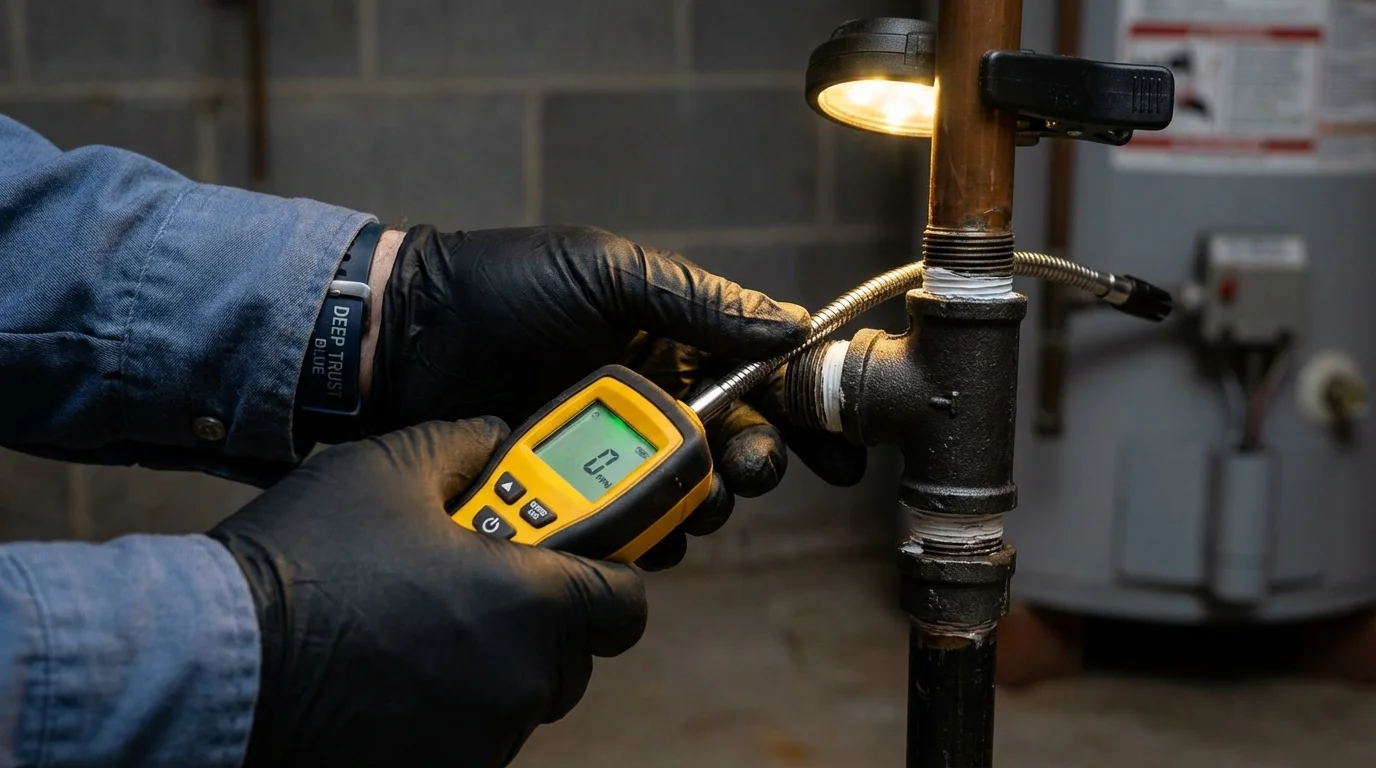 Gas leak detection with electronic sniffer by Johns Plumbing LLC in Temple