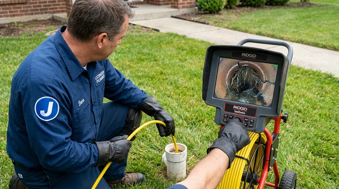 Sewer camera inspection being performed by Johns Plumbing LLC in Temple